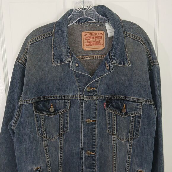 Levis Mens Denim Blue Jacket XL Standard Trucker Comfort Everyday Wear - Picture 3 of 16